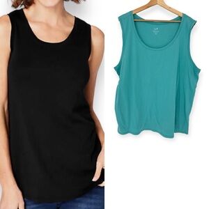 J. Jill Women’s Plus Size Turquoise Blue 100% Pima Cotton Scoopneck Tank Size 4x
